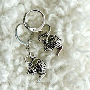 3/$15 Silver Dainty Teapot Tea Time Dangle Earrings
